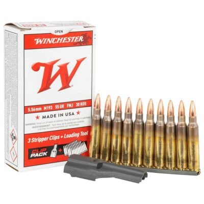 Winchester USA 5.56mm NATO Strip Clip 55gr FMJ Rifle Ammo - 30 Rounds