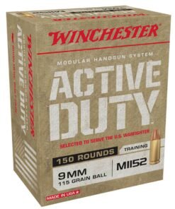 Winchester Active Duty 9mm 115gr FMJ Handgun Ammo - 150 Rounds