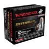 Winchester defender 10mm auto 180gr bjhp handgun ammo 20 rounds 1752716