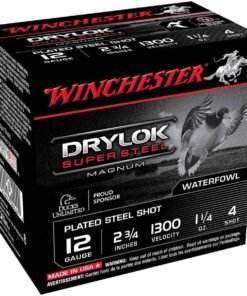 Winchester DryLok Super Steel 12 Gauge 2-3/4in #4 1-1/4oz Waterfowl Shotshells - 25 Rounds