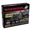 Winchester partition gold high velocity 20 gauge 2 34in 260gr sabot slug shotshells 317532