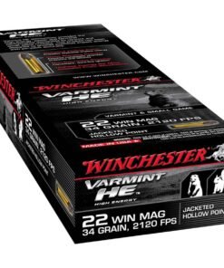 Winchester Varmint HE 22 WMR (22 Mag) 34gr JHP Rimfire Ammo - 50 Rounds